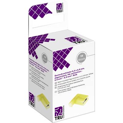 Verpackung von TRU COMPONENTS mit Quetschverbindern, 6,4 x 0,8 mm, gelb, 10 Stück. Zeigt ein gelbes Beispielprodukt vorne.