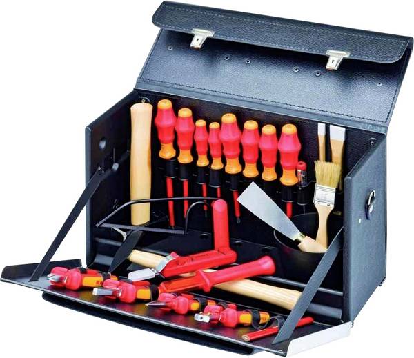 1St. Knipex 00 21 03 L S VDE Werkzeugtasche Elektro Standard Rindledertasche 24-tlg., Farbe schwarz 420 x 160 x 250 mm (