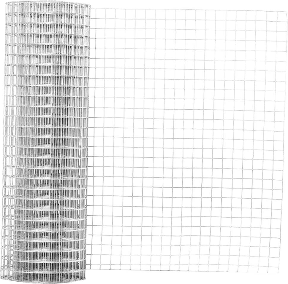 Drahtgitterrolle, entrollt, besteht aus quadratischem Maschendraht. Hauptsächlich für Bau- oder Gartenprojekte verwendet.
