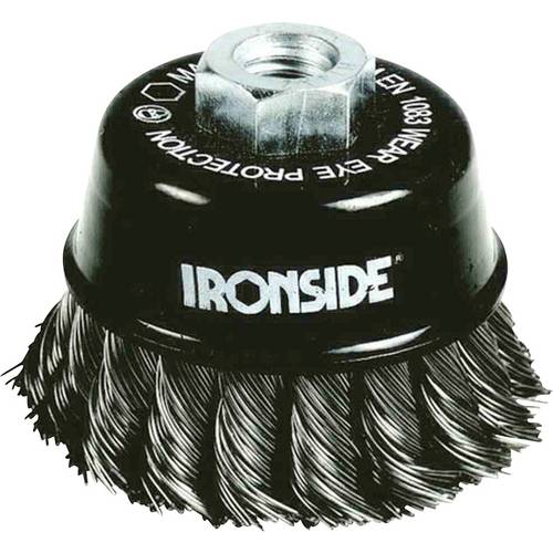 Thumbnail - IRONSIDE Topfbürste Stahl Ø 80 mm, für Winkelschleifer, gezopfter Draht, mit Gewindeanschluss M14, Drahtstärke 0,50 mm 2...
