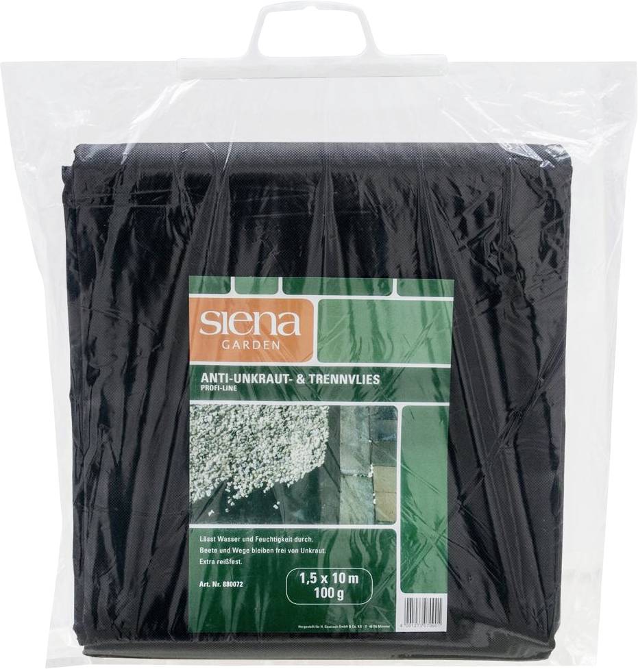 Siena Garden 880072 Anti-Unkrautvlies 100g, Maße: 1,5x10m Farbe: schwarz 15 m²