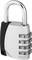 Vorhängeschloss mit Zahlencode, silber und schwarz, Kombination auf '0-0-0-0' eingestellt.