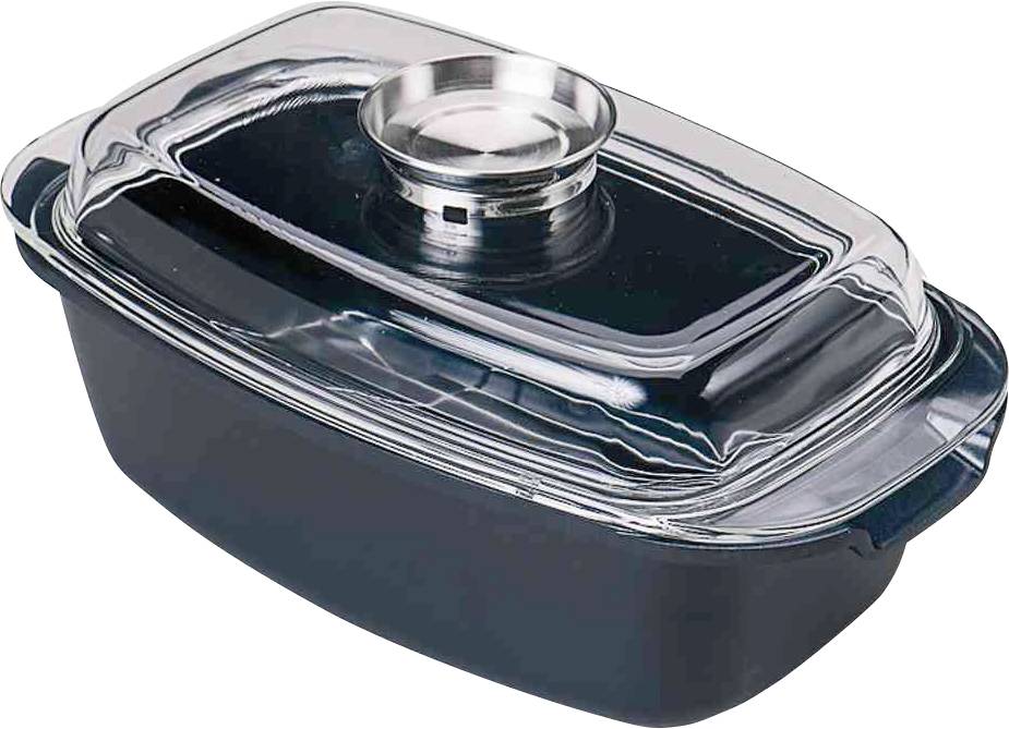 Krüger 22133P Universalbräter Potsdam mit Glasdeckel, Aluguss, schwarz, 33