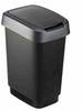 Wertstoffsammler TWIST 50l H602xB298xT401mm schw.Deckelrand dunkelsilber ROTHO