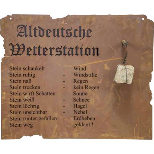 Wanddeko Altdeutsche Wetterstation (B x T) 70 cm x 80 cm Stahlblech Braun