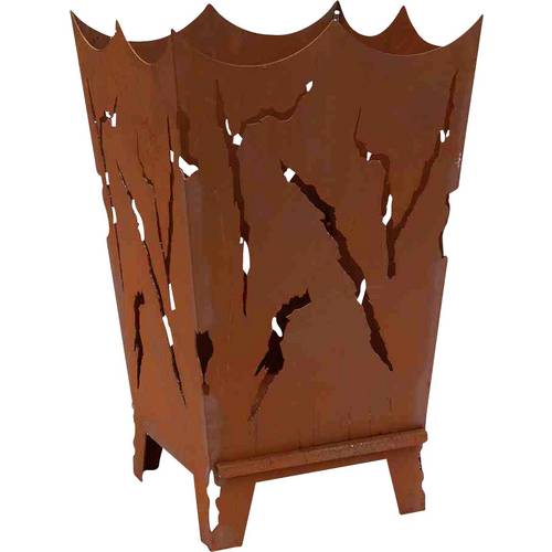 Thumbnail - Feuerkorb Mystic mit Schiebeplatte zum Entleeren der Asche Metall mit Edelrost Feuerkorb Braun