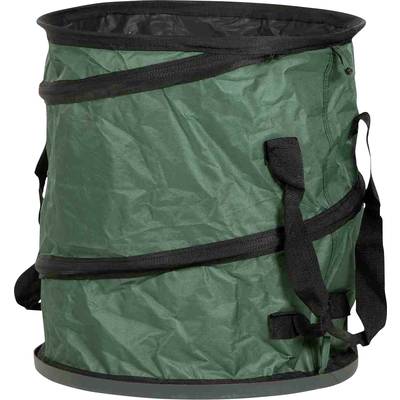 Grüner, zusammenklappbarer Gartensack mit Tragegriffen, ideal für Gartenabfälle.