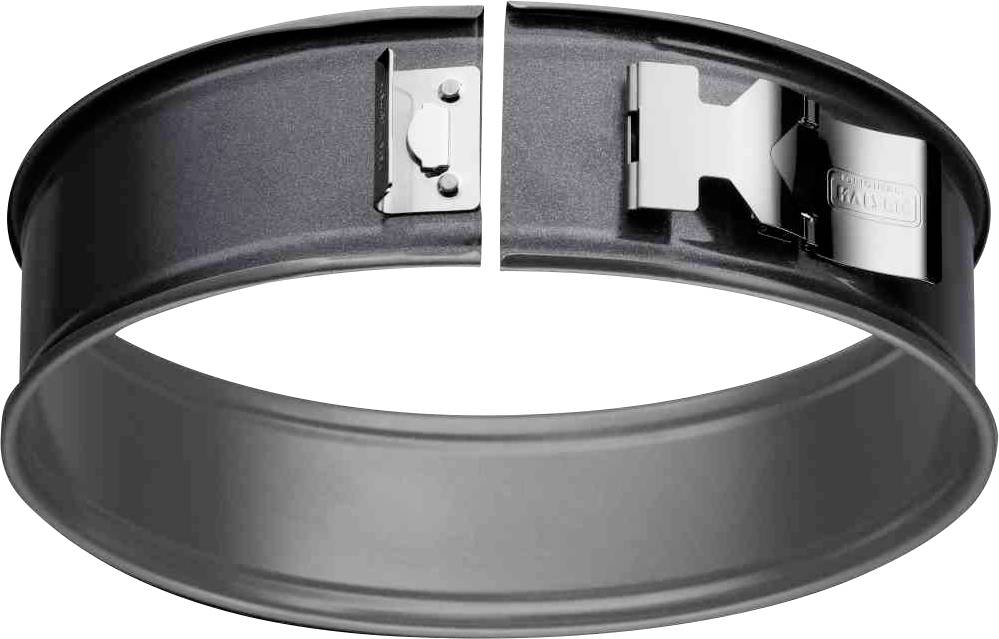 Springform mit geöffnetem Verschluss, zeigt Antihaft-Oberfläche und robustes Metall, geeignet für Kuchen und Desserts.