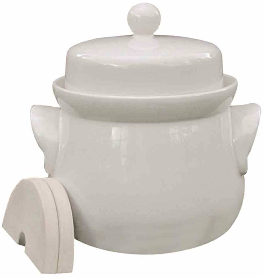 3202 Mini-Gärtopf creme 2,0 l mit Deckel und Steinen Gärtopf