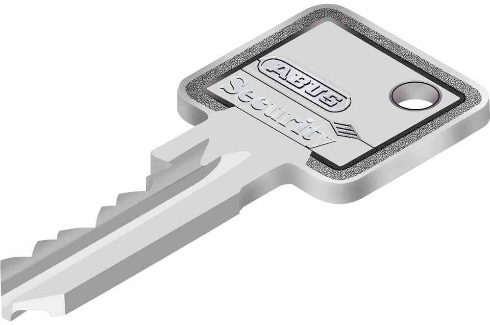 Metallschlüssel mit geprägtem Logo 'Security' für Türschlösser.
