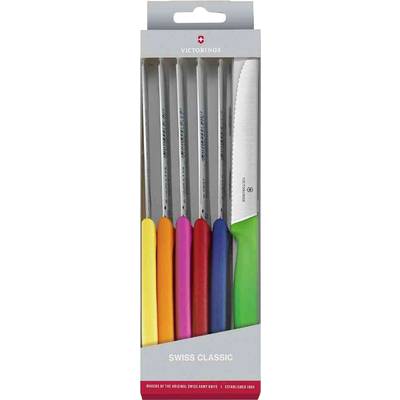 Victorinox 6.7839.6G Tomatemesser-Set "SwissClassic" 11 cm bunt 6-teilig, Wellenschliff Gelb, Orange, Pink, Rot, Blau, H
