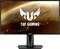 Ein ASUS-Monitor zeigt ein Hintergrundbild mit Weltraum und Erde. Auf dem Bildschirm steht das Logo und der Schriftzug 'TUF Gaming'.