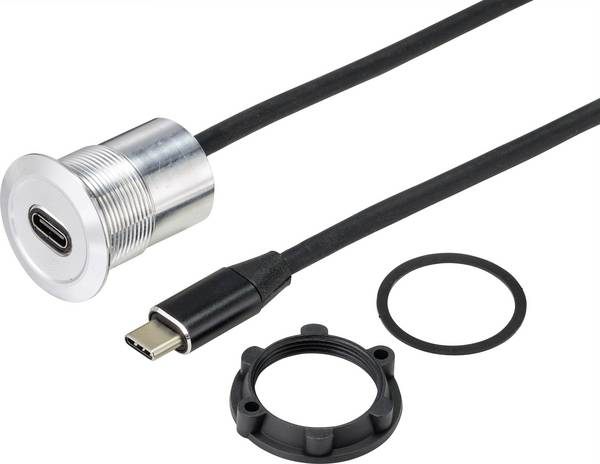TRU COMPONENTS TC-9534344 USB-Einbaubuchse Buchse, Einbau USB-C® Buchse Paneldicke: 1-10 mm Inhalt: 1 St.