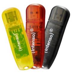 Image of Intenso Rainbow Line USB-Stick 16 GB Schwarz, Rot, Gelb 3502473 USB 2.0