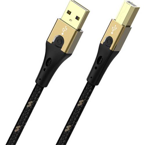 Oehlbach USB-Kabel USB 2.0 USB-A Stecker, USB-B Stecker 7.50 m Schwarz/Gold D1C9545