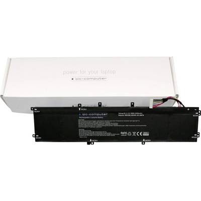 Laptop-Akku mit Marken- und Spezifikationsinformationen, liegt vor einer 'Power for your laptop'-Verpackungsschachtel.