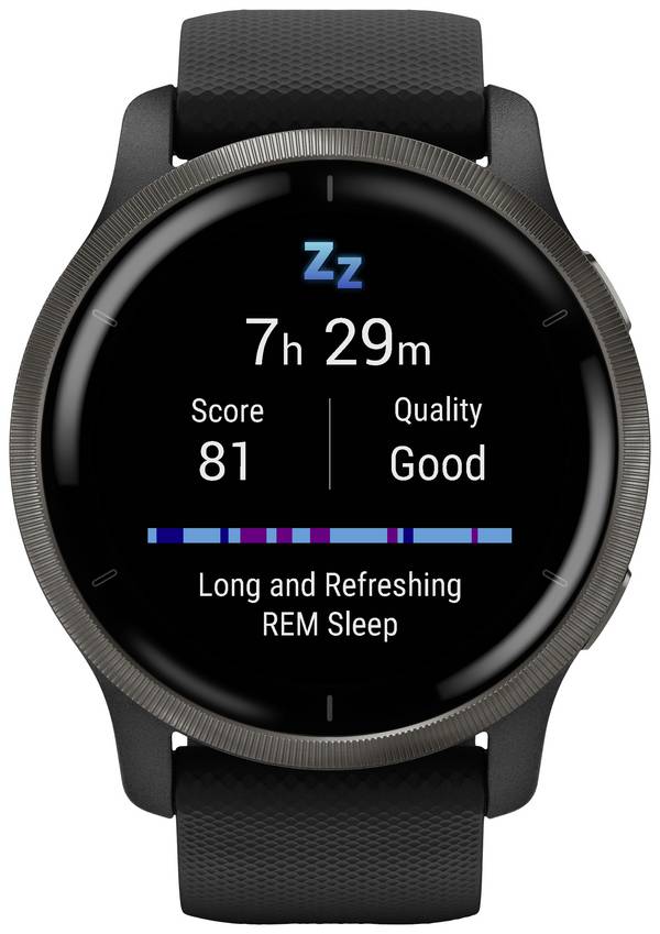 Garmin Venu 2 - 45 mm - schwarz - Sportuhr mit Band - Silikon - schwarz - Handgelenkgröße: 135-200 mm - Anzeige 3.3 cm (