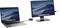 Ein Laptop ist über ein Kabel und einen Adapter mit einem externen Monitor verbunden. Beide Bildschirme zeigen das gleiche Sanddünen-Hintergrundbild.
