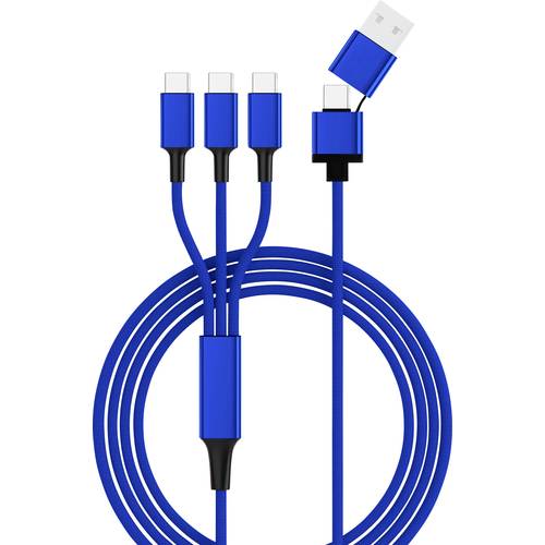 Smrter USB-Ladekabel USB 2.0 USB-A Stecker, USB-C® Stecker, USB-C® Stecker, USB-C® Stecker 1.20 m Blau SMRTER_TRIO_C_NB