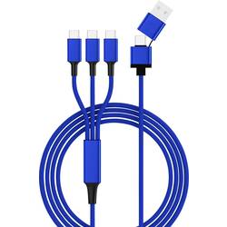 Image of Smrter USB-Ladekabel USB 2.0 USB-A Stecker, USB-C™ Stecker, USB-C™ Stecker, USB-C™ Stecker 1.20 m Blau