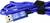 Blaues USB-Kabel mit USB-Anschluss, zusammengewickelt und mit Klettverschluss gesichert, zeigt Logos für Zertifizierungen.