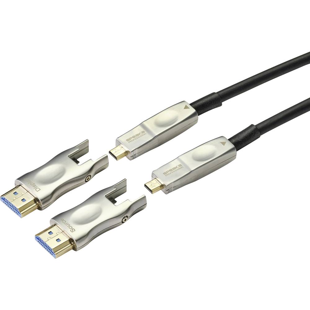 SpeaKa Professional HDMI Adapterkabel 20.00 m SP-9538580 PVC-mantel Zwart [1x HDMI-stekker, HDMI-ste