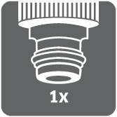 Adapter oder Steckverbindung, Darstellung eines Stücks, mit der Aufschrift '1x'.