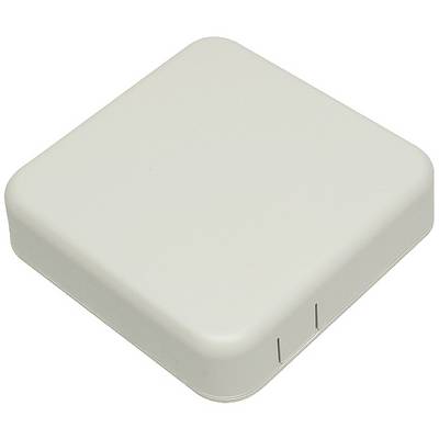 Ein quadratisches, weißes Plastikgerät mit abgerundeten Ecken, möglicherweise ein Sensor oder eine Netzwerkkomponente.