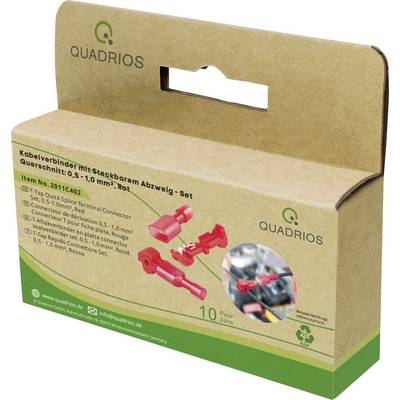 Verpackung eines Kabelverbindersets für abzweigbare elektrische Verbindungen, 0,5-1,0 mm² Querschnitt, 10 Paar, rot von Quadrios.