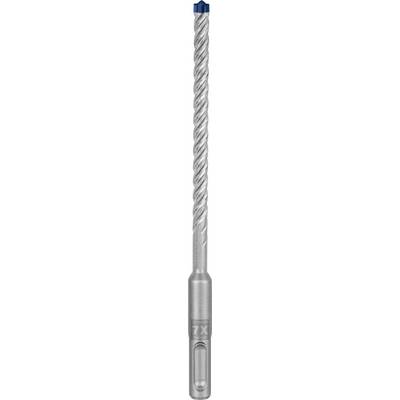 Ein metallischer Bohrer mit Spiralmuster und blauer Spitze, geeignet für Betonbohrungen.