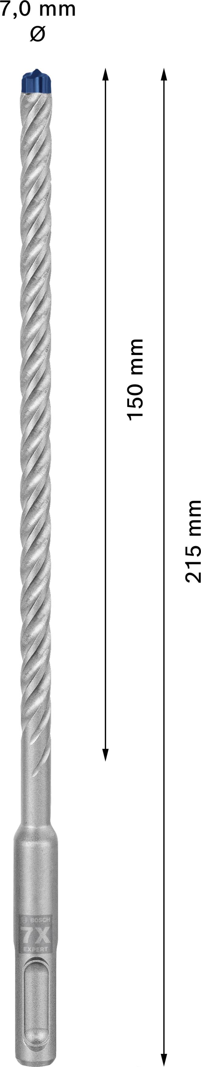 Bohrer mit 7,0 mm Durchmesser, 150 mm Arbeitslänge und 215 mm Gesamtlänge.