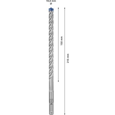 Ein grauer Bohrer mit 10 mm Durchmesser. Gesamtlänge: 245 mm, nutzbare Länge: 150 mm.
