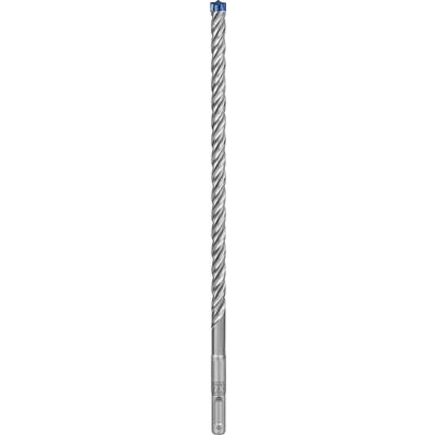 Eine silberne Metallschraube mit spiralförmigen Gewinden und blauem Kopf.