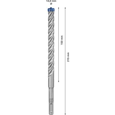 Bohrer mit blauer Spitze, Gesamtlänge 245 mm, Nutzlänge 150 mm, Durchmesser 14,0 mm.