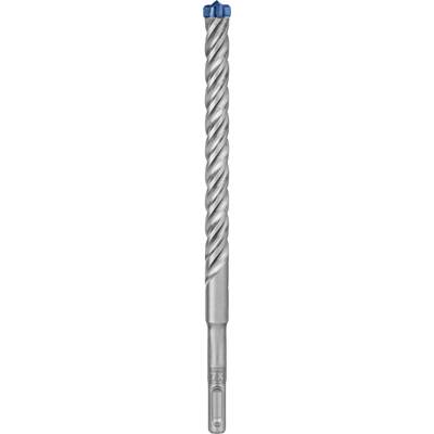 Silberner, spiralförmiger Bohrer mit einer blauen Spitze, geeignet für Schlagbohrmaschinen.