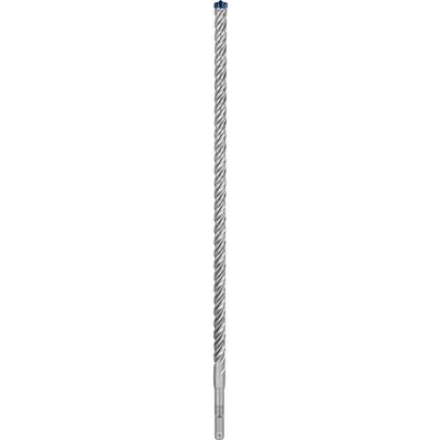 Bild eines silbernen, spiralförmigen Bohrers mit blauer Spitze.