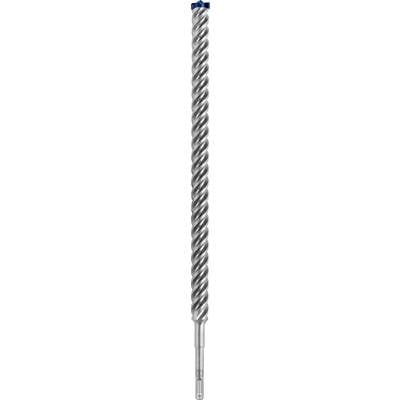 Ein Metallgewindebohrer mit gerilltem Muster, das sich spiralförmig um das Werkzeug windet. Oberhalb ist ein kleiner blauer Streifen sichtbar.