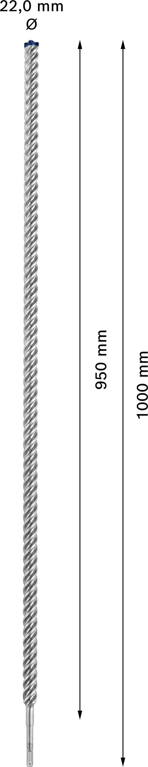 'Stahlstab mit Durchmesser 22 mm und Länge 1000 mm. Hauptnutzerlänge 956 mm.'
