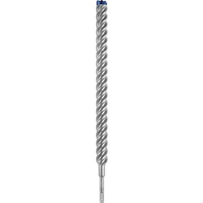 Metallschraube mit silberfarbenem, spiraligem Gewinde und blauem Kopf, vertikal ausgerichtet.