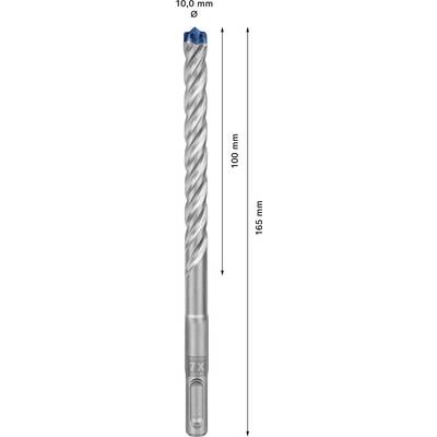 'Bohrer mit Durchmesser 10,0 mm, Gesamtlänge 165 mm, Nutzlänge 100 mm.'