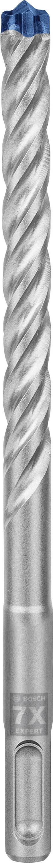 Ein silberfarbener, spiraliger Metallbohrer mit blauer Spitze. Der Bohrer ist glatt und glänzend, geeignet für präzises Bohren.