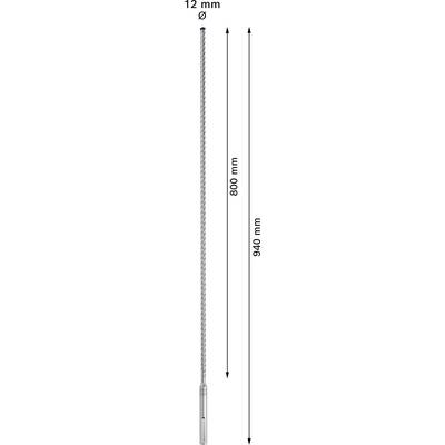 'Bohrstange mit Durchmesser 12 mm und Länge 800 mm, Gesamtlänge 940 mm.'