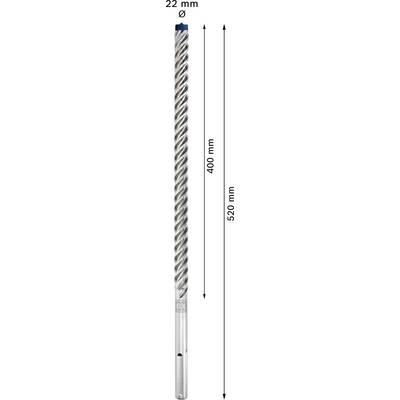 Bohrerschaft, Länge 520 mm, Durchmesser 22 mm, sichtbare Spiralkonstruktion für Haltbarkeit und Effizienz.