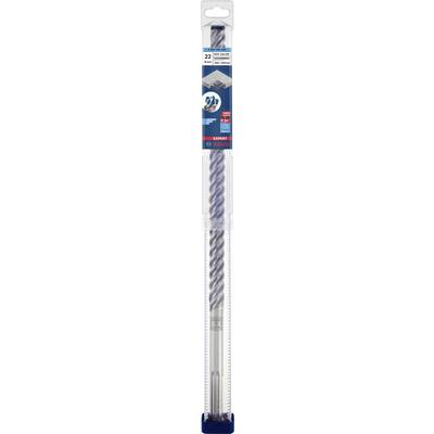 Ein SDS-plus-5 Bohrer von Bosch in einer Plastikverpackung, geeignet für Beton und Mauerwerk. Verpackung enthält technische Spezifikationen.