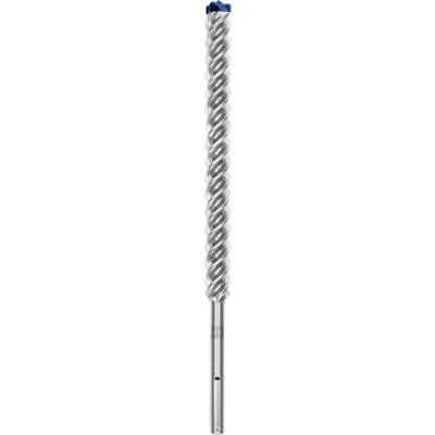 Schneidwerkzeug mit spiralförmigen Rillen und blau gefärbter Spitze, verwendet zum Schneiden oder Formen von Materialien.