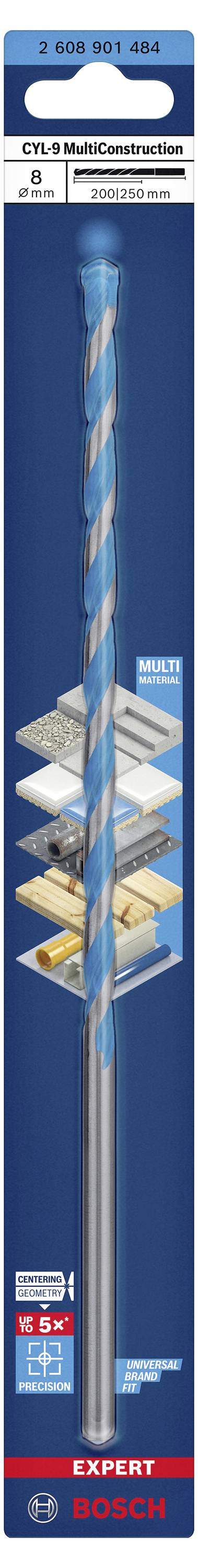 'Bosch Expert SDS plus-7X'. Bohrer für harten Beton. Länge: 400 mm, Durchmesser: 8 mm. Geeignet für Beton, Mauerwerk, Stein.