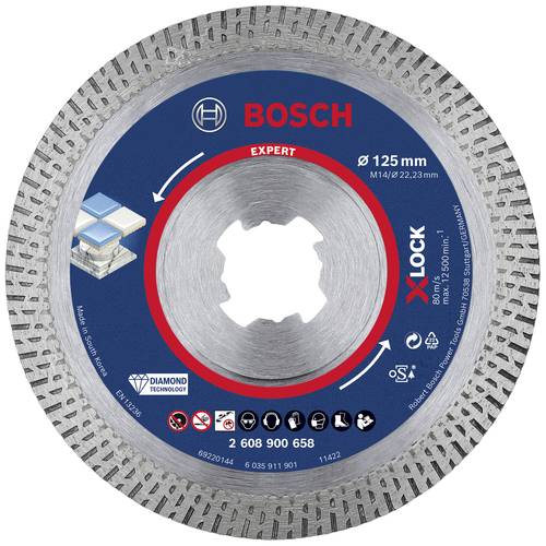 Bosch Accessories 2608900658 EXPERT HardCeramic X-LOCK Diamanttrennscheibe Durchmesser 125 mm Bohrungs-Ø 22.23 mm Stein,...