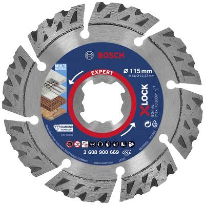 Trennscheibe von Bosch mit X-Lock für Multi-Materialien, Durchmesser 115 mm. Geeignet zum Schneiden von Ziegel und Beton.
