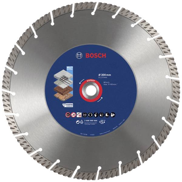 Bosch Accessories 2608900664 EXPERT MultiMaterial Diamanttrennscheibe Durchmesser 300 mm Bohrungs-Ø 22.23 mm Stein, Beton, Ziegel 1 St.