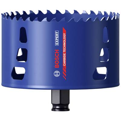 Bohrkrone von Bosch, blau mit Zahnkranz, für präzises Schneiden in harten Materialien.